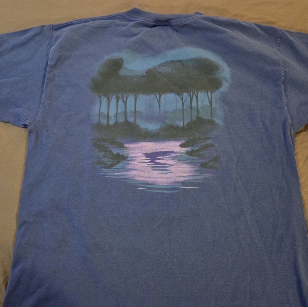 Vintage 90s Disney Store Pocahontas T-Shirt Embroidered Double Sided Blue XXL - Picture 3 of 6